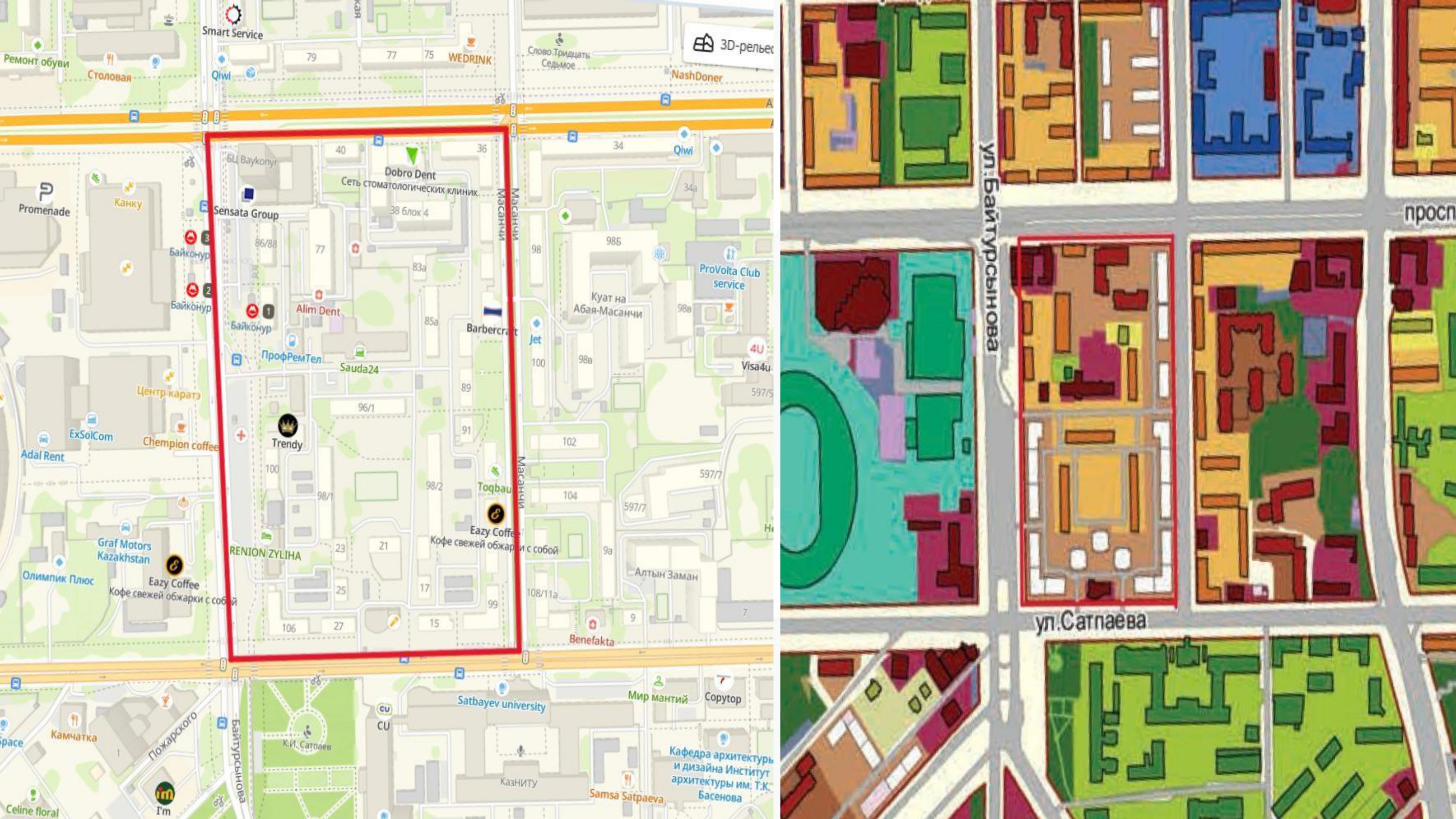 Объект - проспект Абая, Масанчи, Сатпаева, Байтурсынова