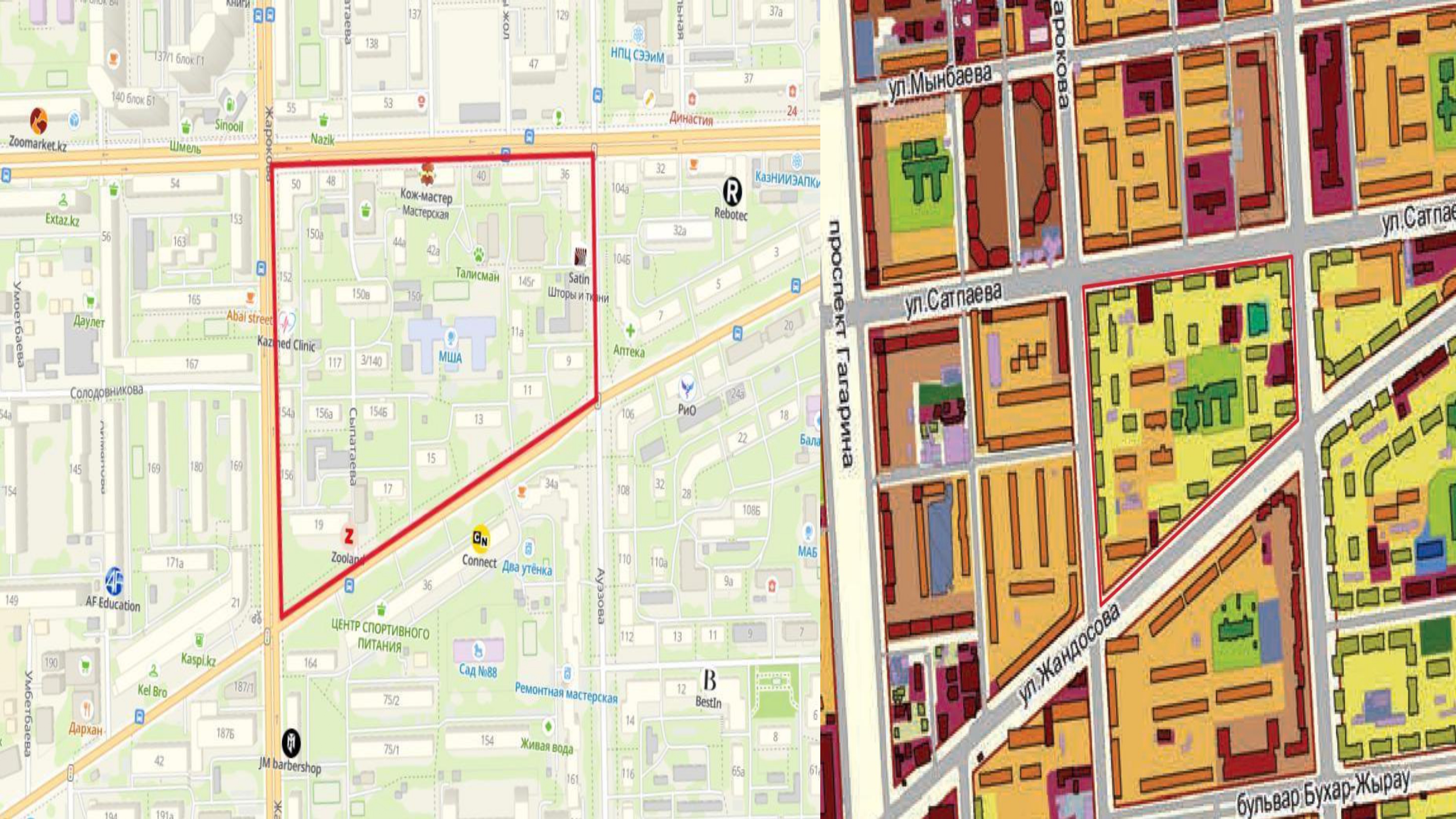 Объект - Сатпаева, Ауэзова, Жандосова, Жарокова