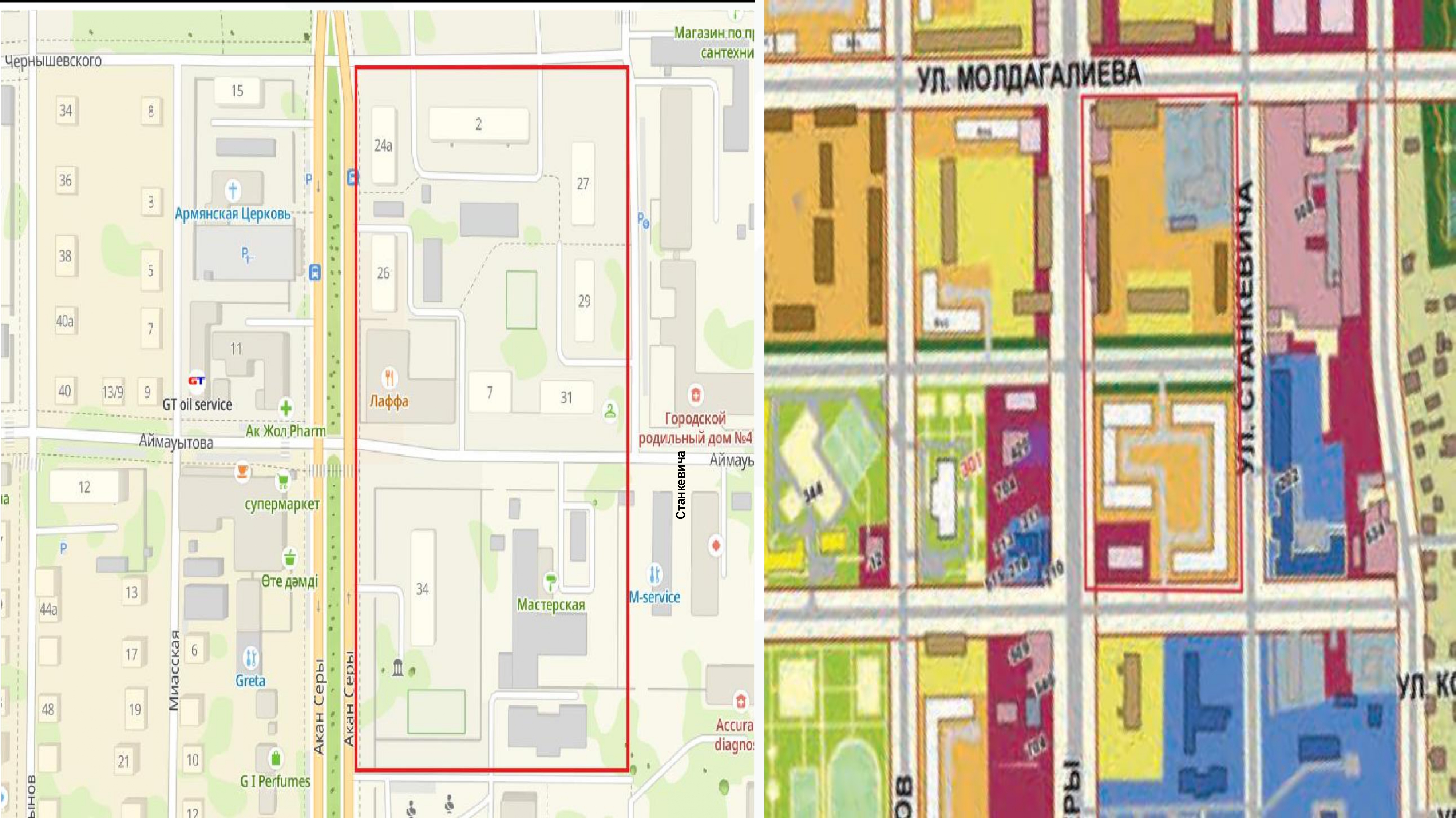 Объект - Акан серы, Чернышевского, Станкевича, Аймаутова