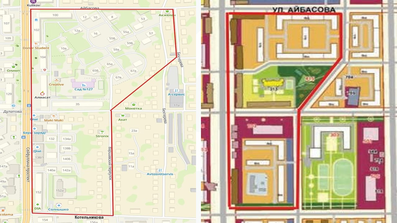 Объект - проспект Сейфуллина, Айбасова, Бехтерева, Котельникова